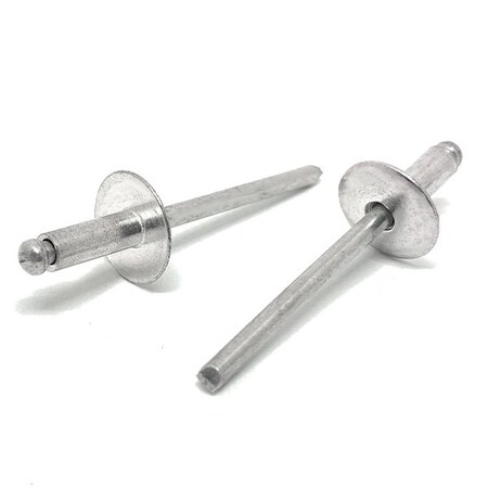 Boltsandnuts.Com 3/16in Dia 3/16in - 1/4in 64 Grip - Oversized Head Blind Rivets Stainless/SS Mandrel, 125PK OHBRSS/64-125